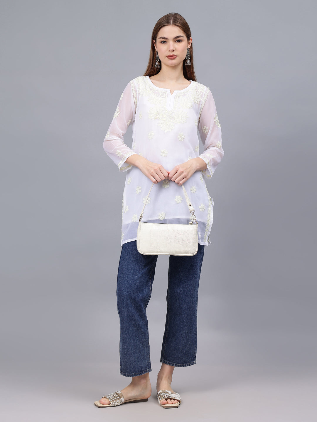 White-Georgette-Chikankari-Tunic-With-Slip