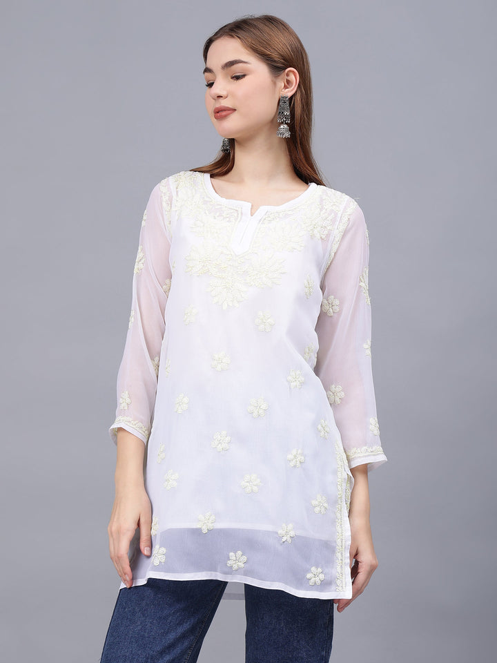 White-Georgette-Chikankari-Tunic-With-Slip