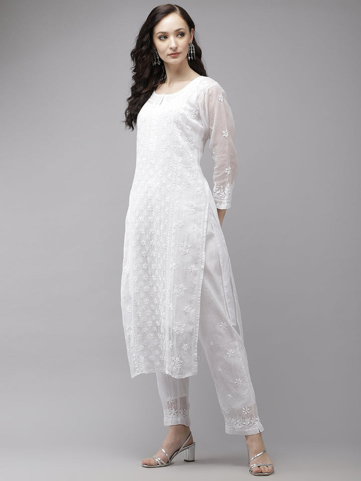 White-Kota-Embroidered-Chikankari-2-Piece-Kurta-Set