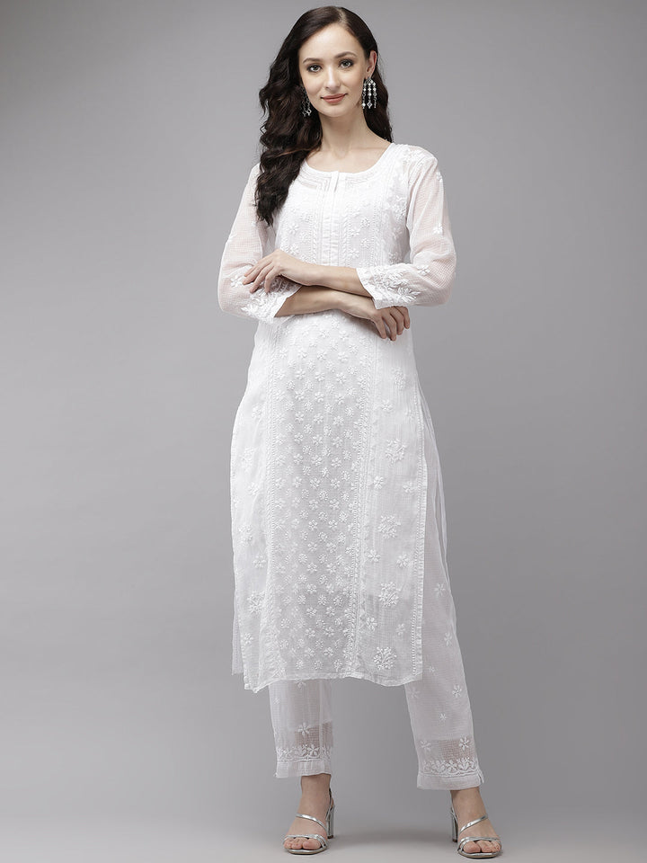 White-Kota-Embroidered-Chikankari-2-Piece-Kurta-Set