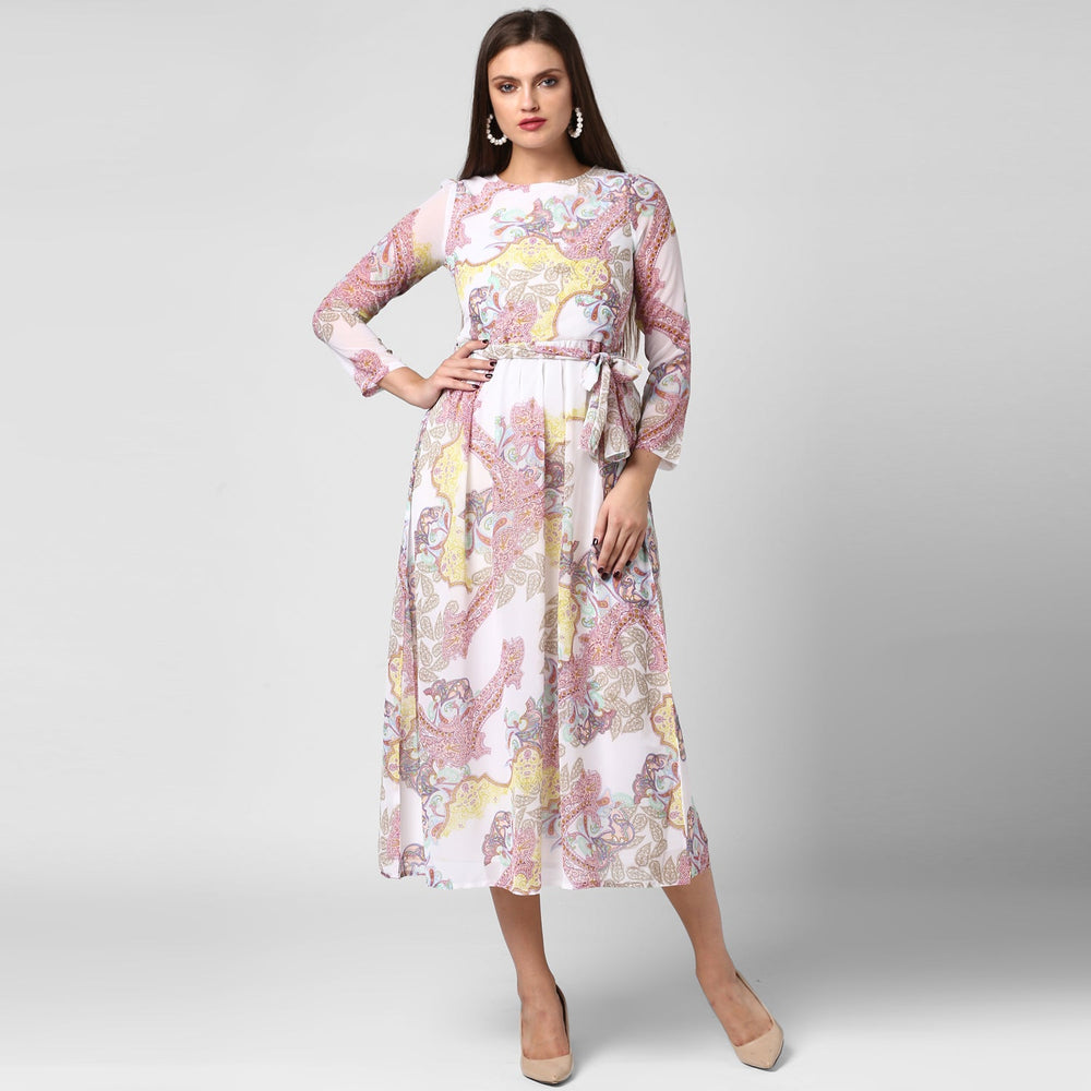 White-Poly-Georgette-Printed-Dress