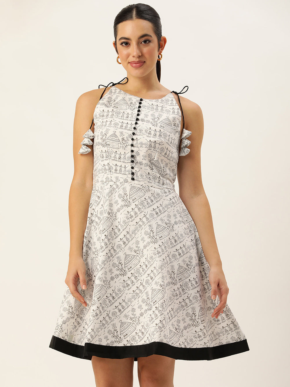 White-Rayon-Printed-Sleeveless-Dress