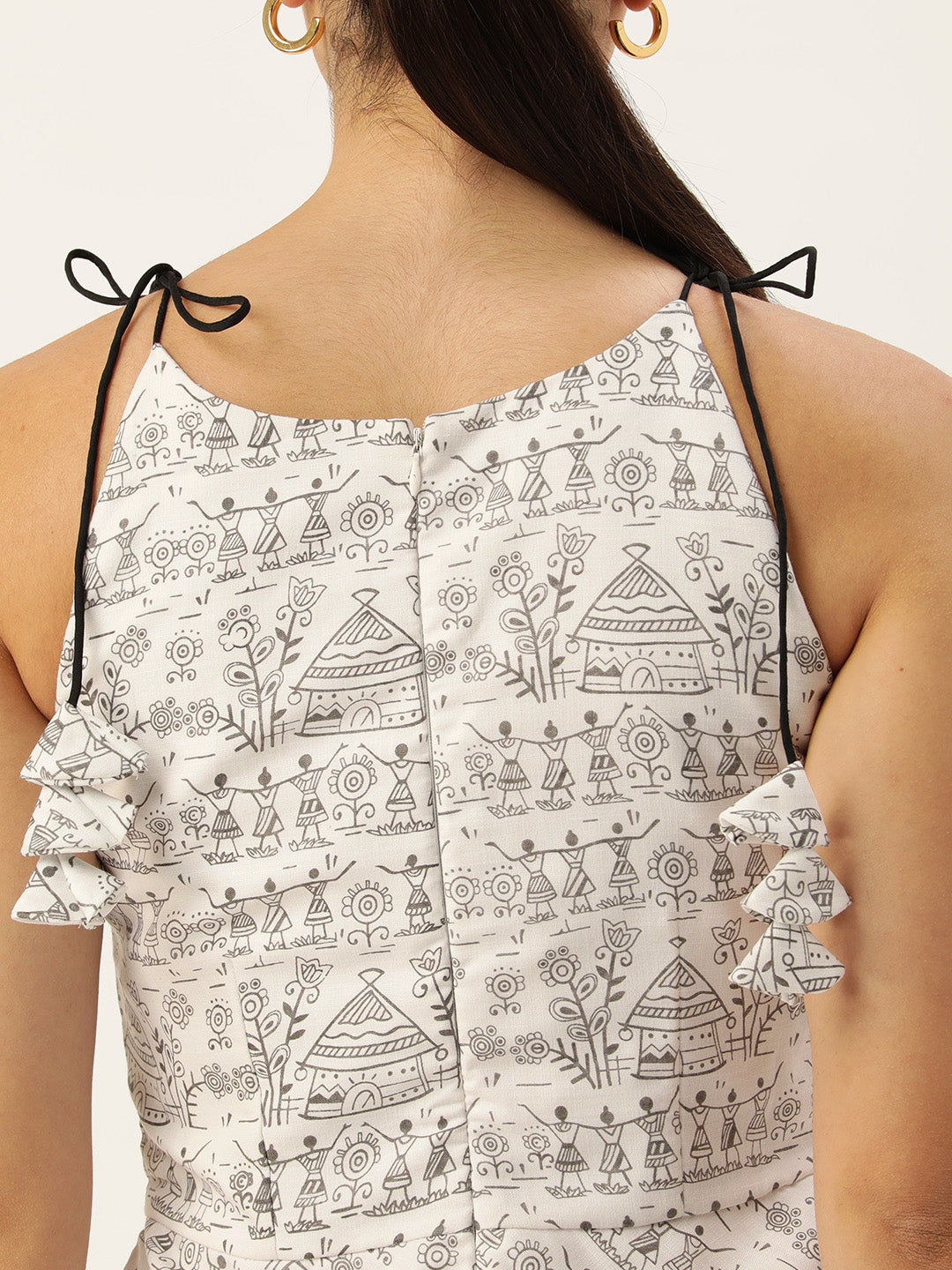 White-Rayon-Printed-Sleeveless-Dress