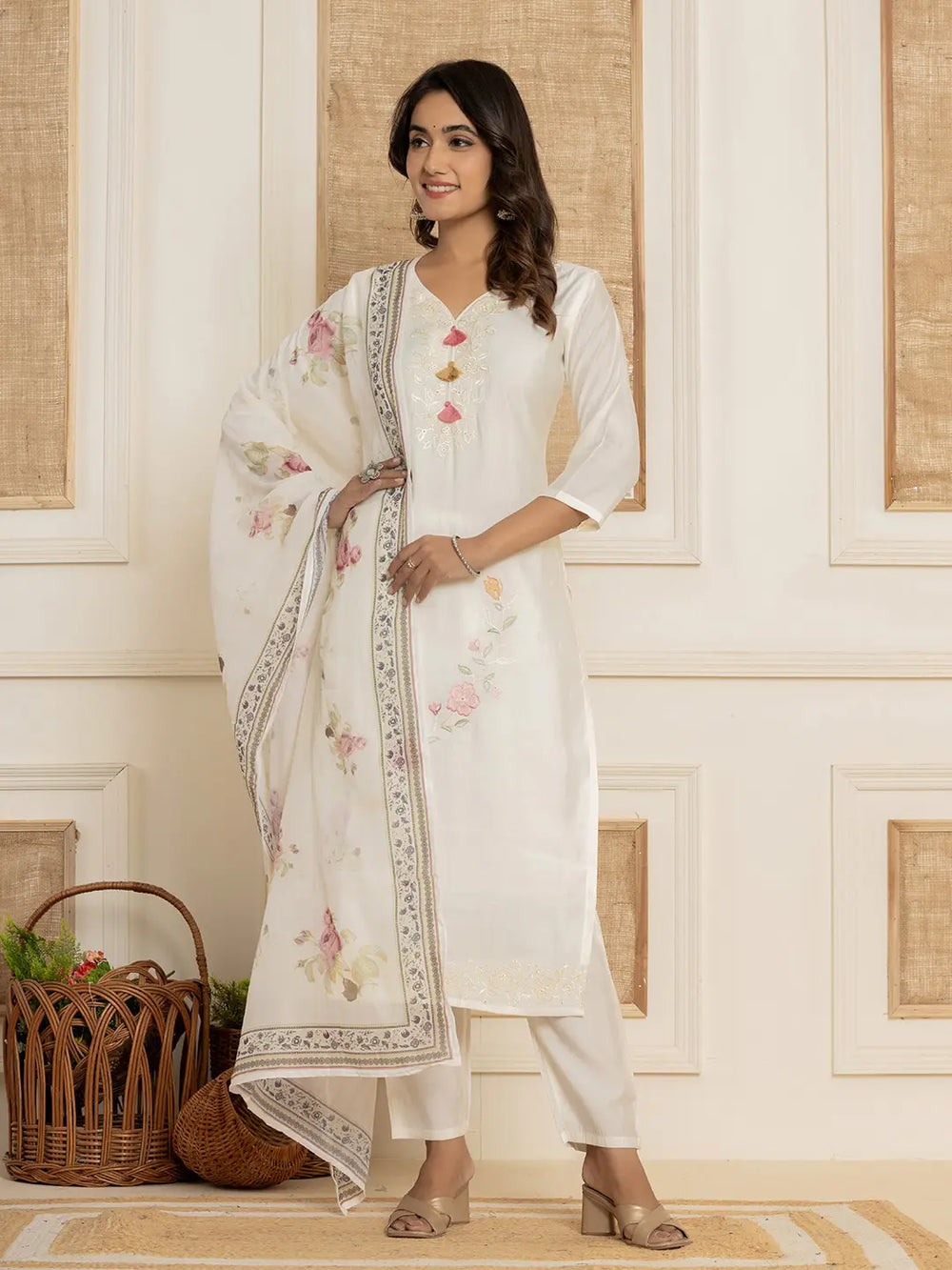 White-Silk-Blend-Thread-Work-Straight-3-Piece-Kurta-Set