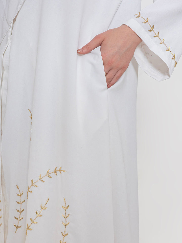 White-100%-Polyester-Embroidered-Abaya-With-Scarf