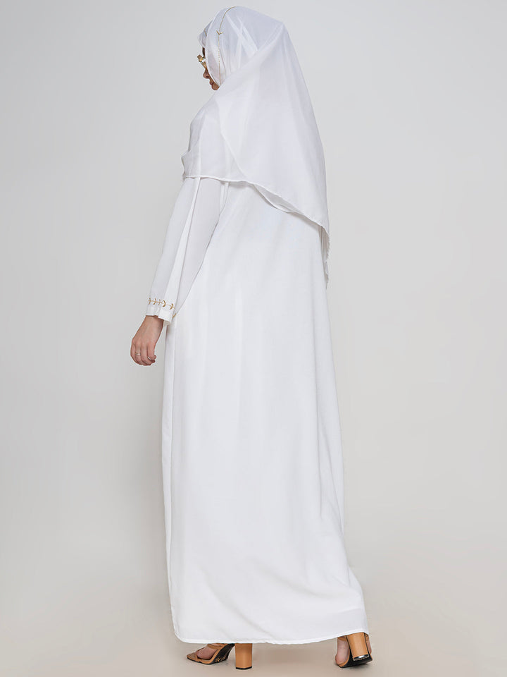 White-100%-Polyester-Embroidered-Abaya-With-Scarf