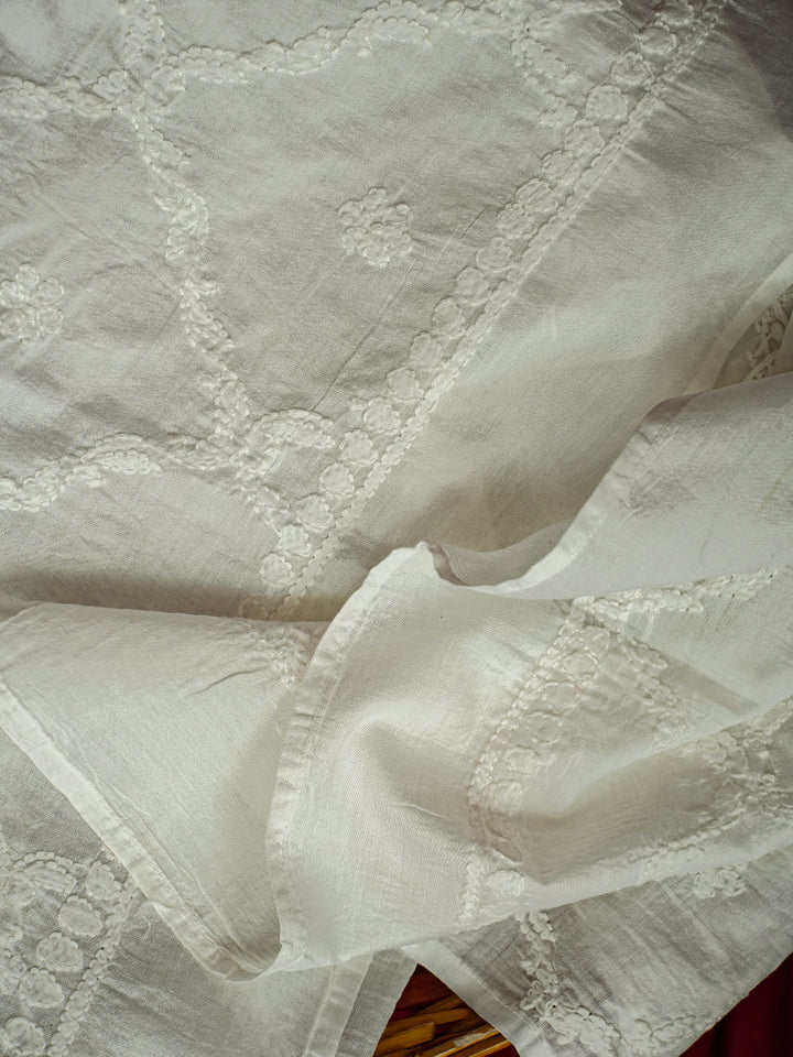 White-Chanderi-Hand-Embroidered-Lucknowi-Stole