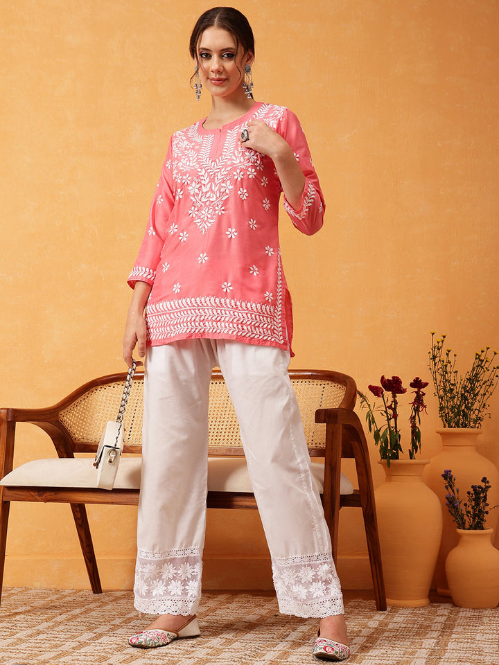 White Cotton 100% Original Chikankari Palazzos