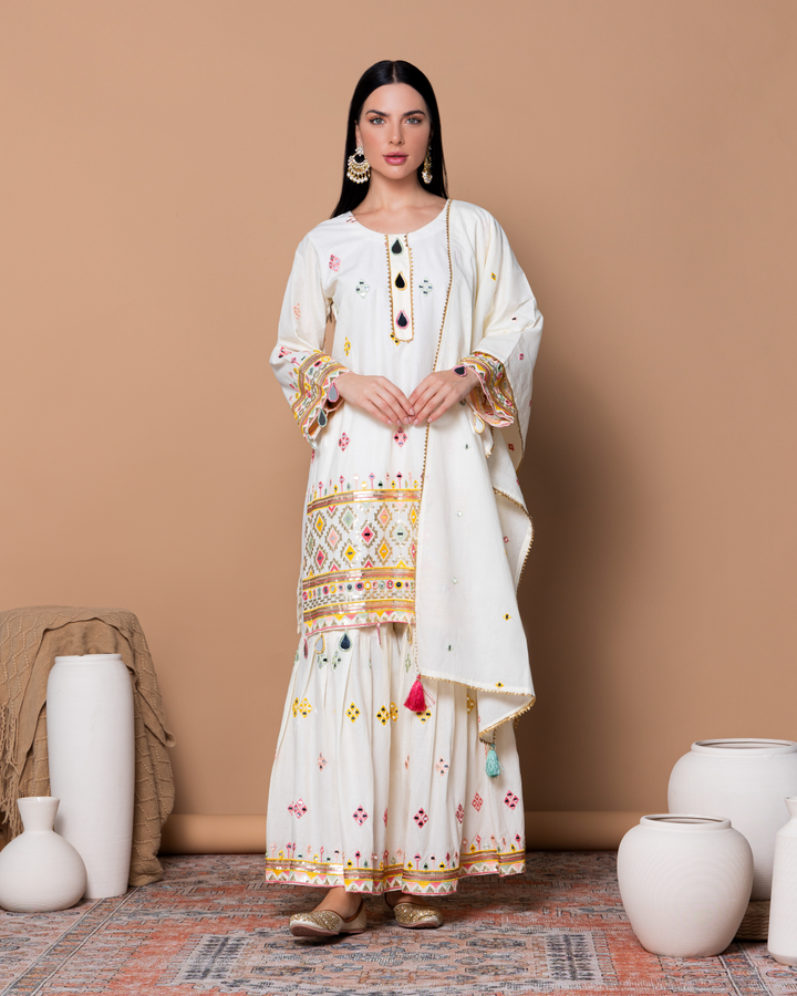 White Cotton Isha Kurta Set 