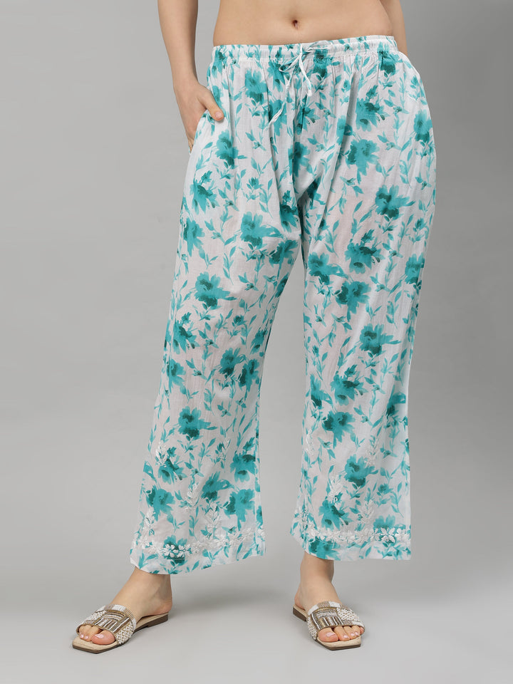 White-Cotton-Lucknowi-Chikankari-Kurta-with-Pant-Set
