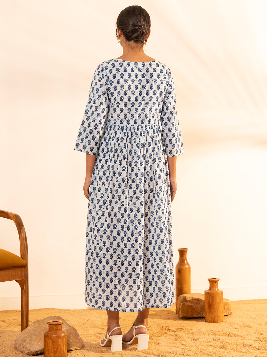 White-Cotton-Floral-Maternity-Maxi-Dress