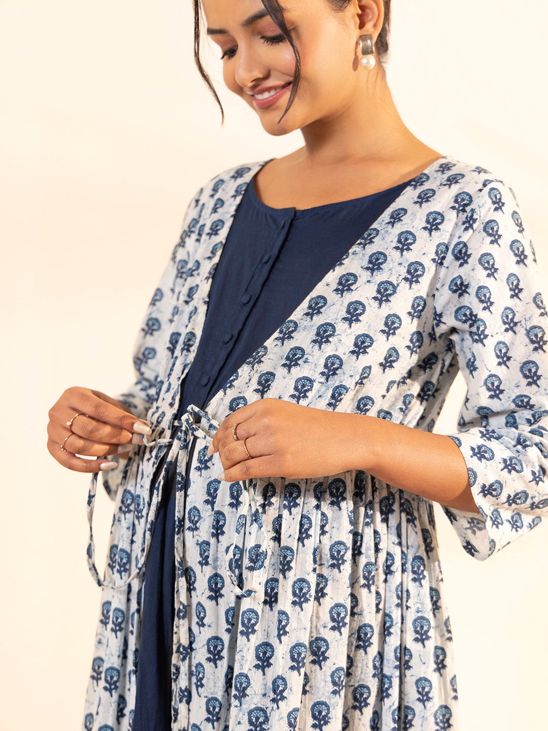 White-Cotton-Floral-Maternity-Maxi-Dress