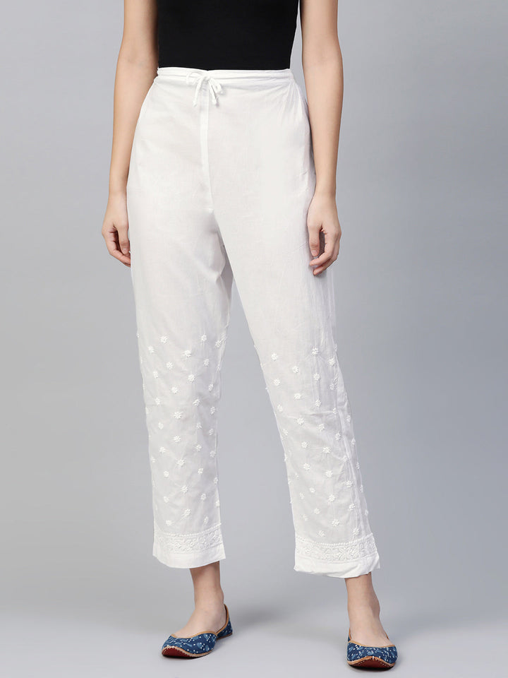White Cotton 100% Original Chikankari Pant