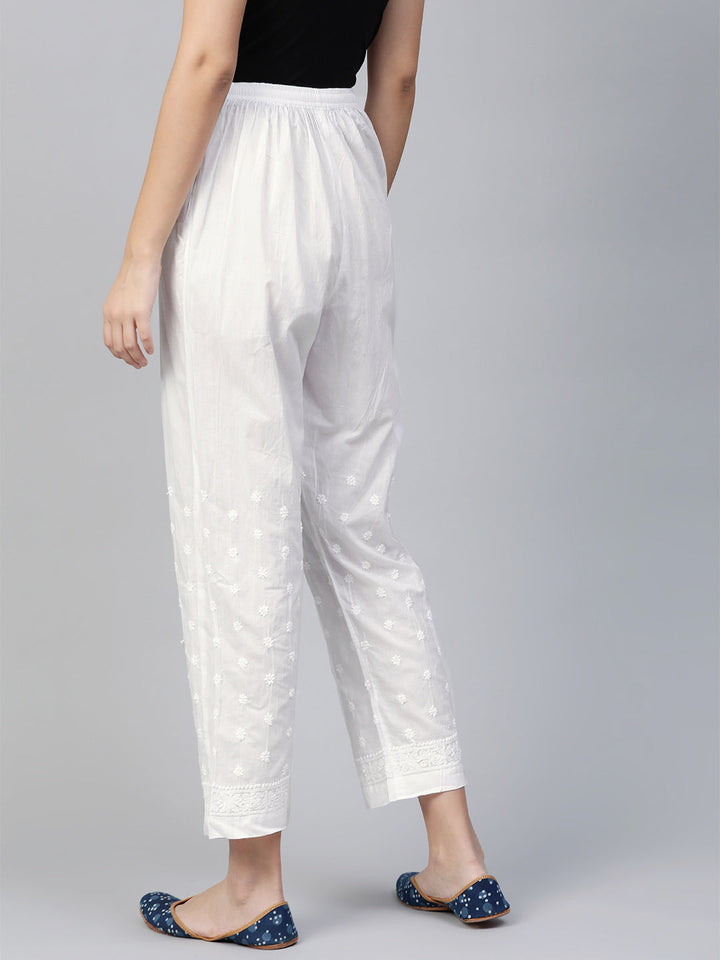 White Cotton 100% Original Chikankari Pant