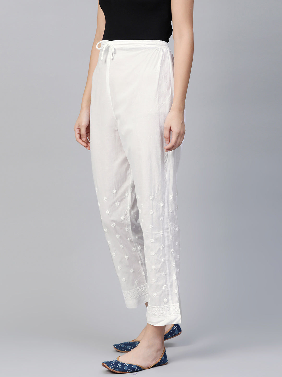 White Cotton 100% Original Chikankari Pant