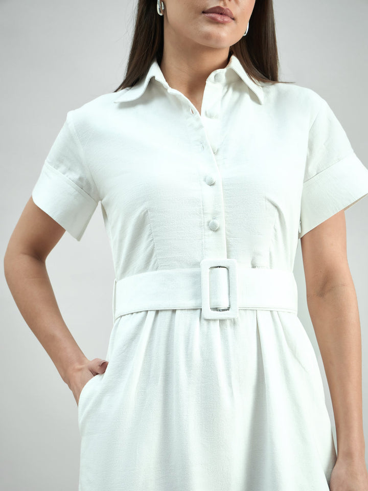 White-Cotton-Schiffli-Shirt-Dress-With-Detachable-Belt
