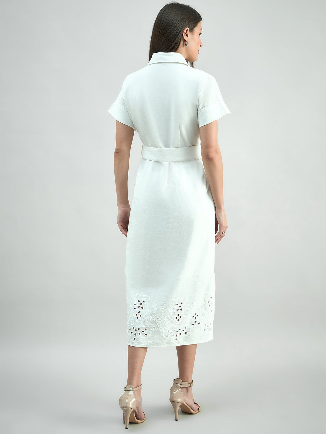 White-Cotton-Schiffli-Shirt-Dress-With-Detachable-Belt