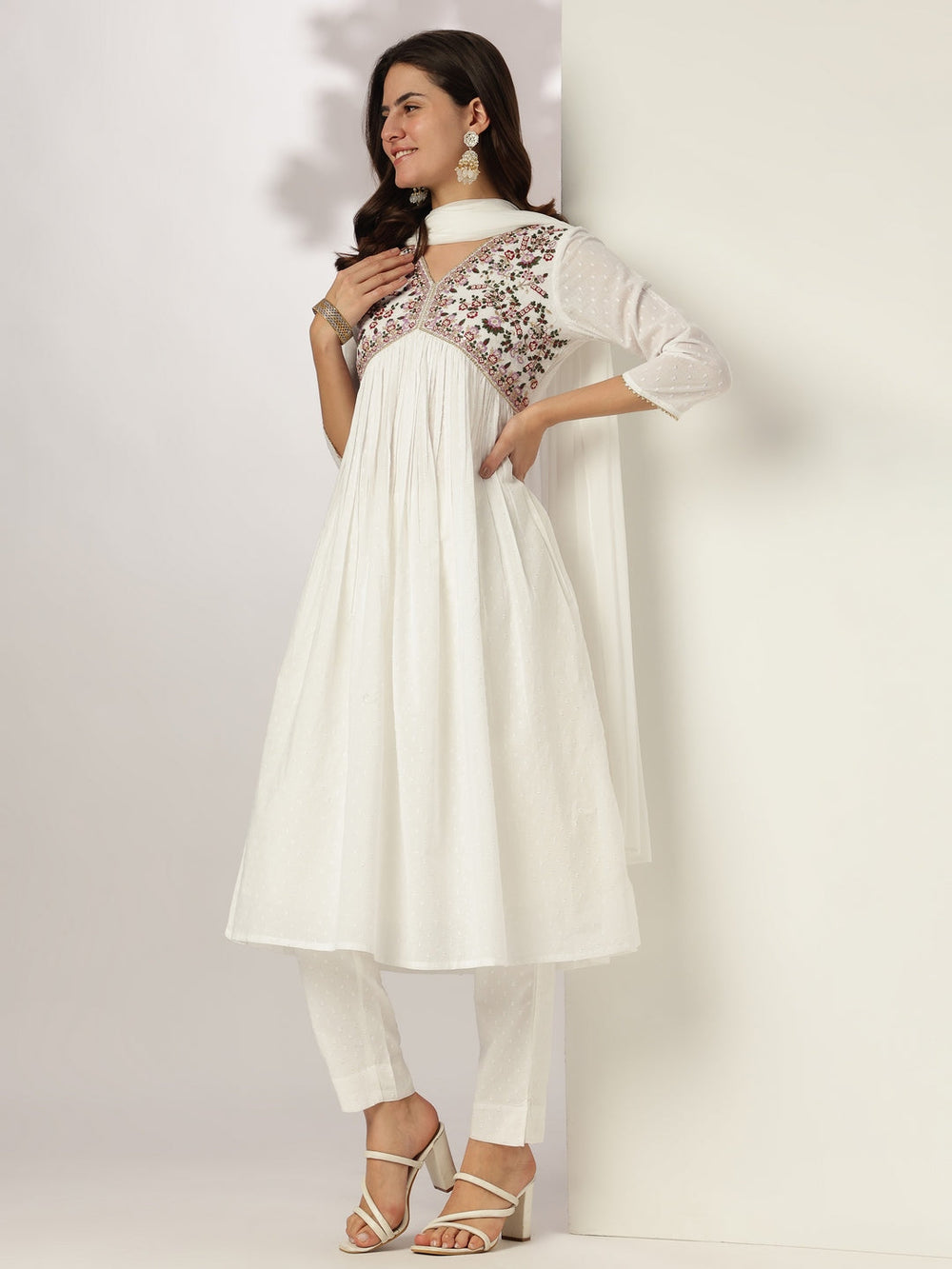 White-Dobby-Cotton-A-Line-Embroidered-3-Piece-Kurta-Set