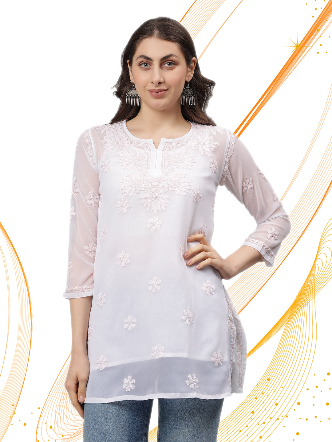 White-Georgette-Lucknowi-Chikankari-Tunic-ONLY