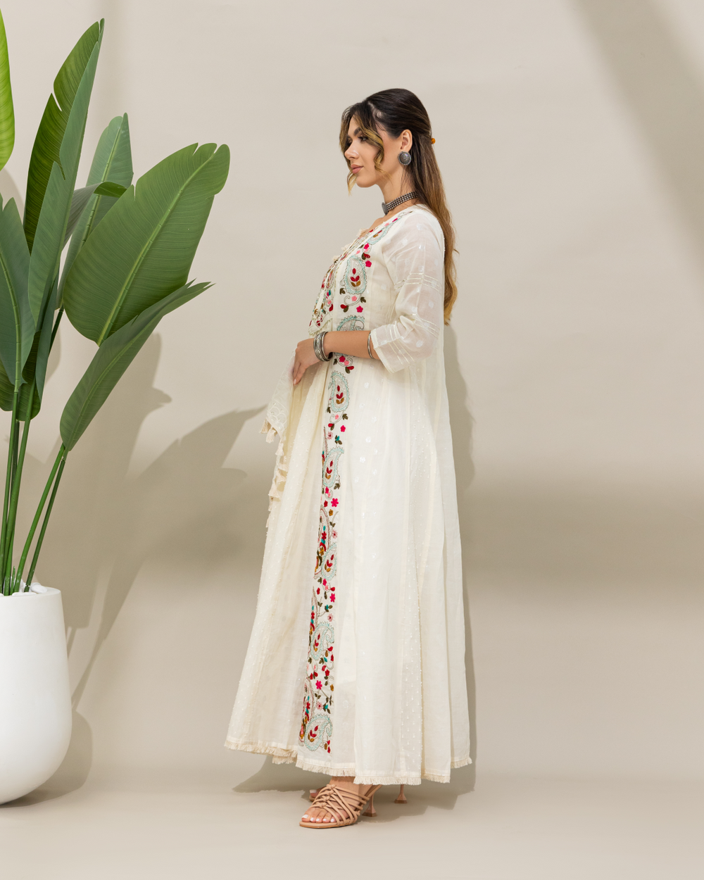 White Linen Cotton Kurta Set