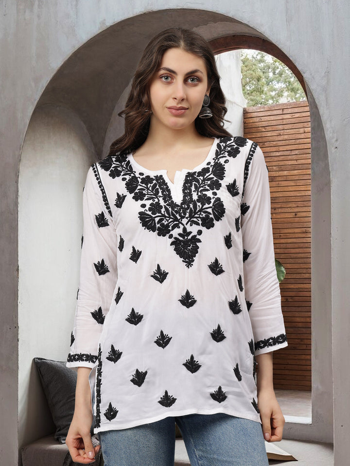White-Modal-Lucknowi-Chikankari-Tunic-ONLY