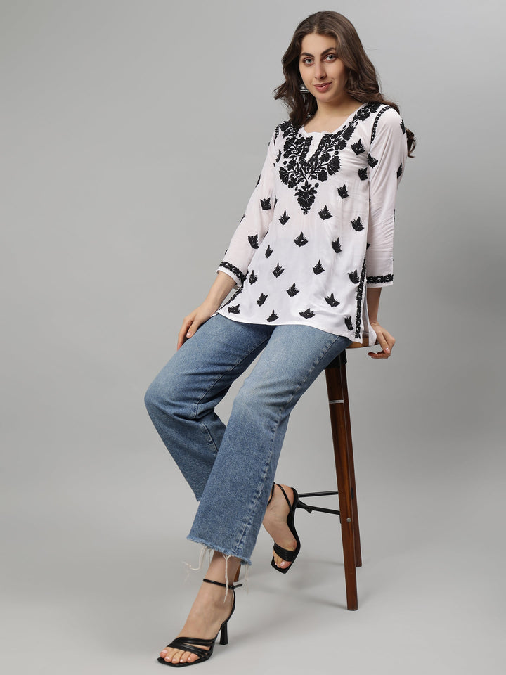 White-Modal-Lucknowi-Chikankari-Tunic-ONLY
