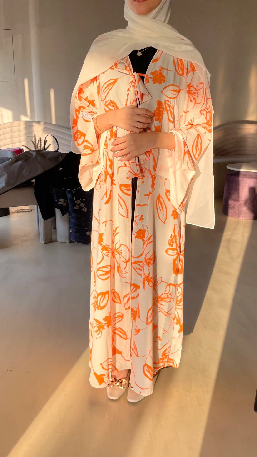 Coral-Georgette-Coral-Kimono-&-Sheila-Set