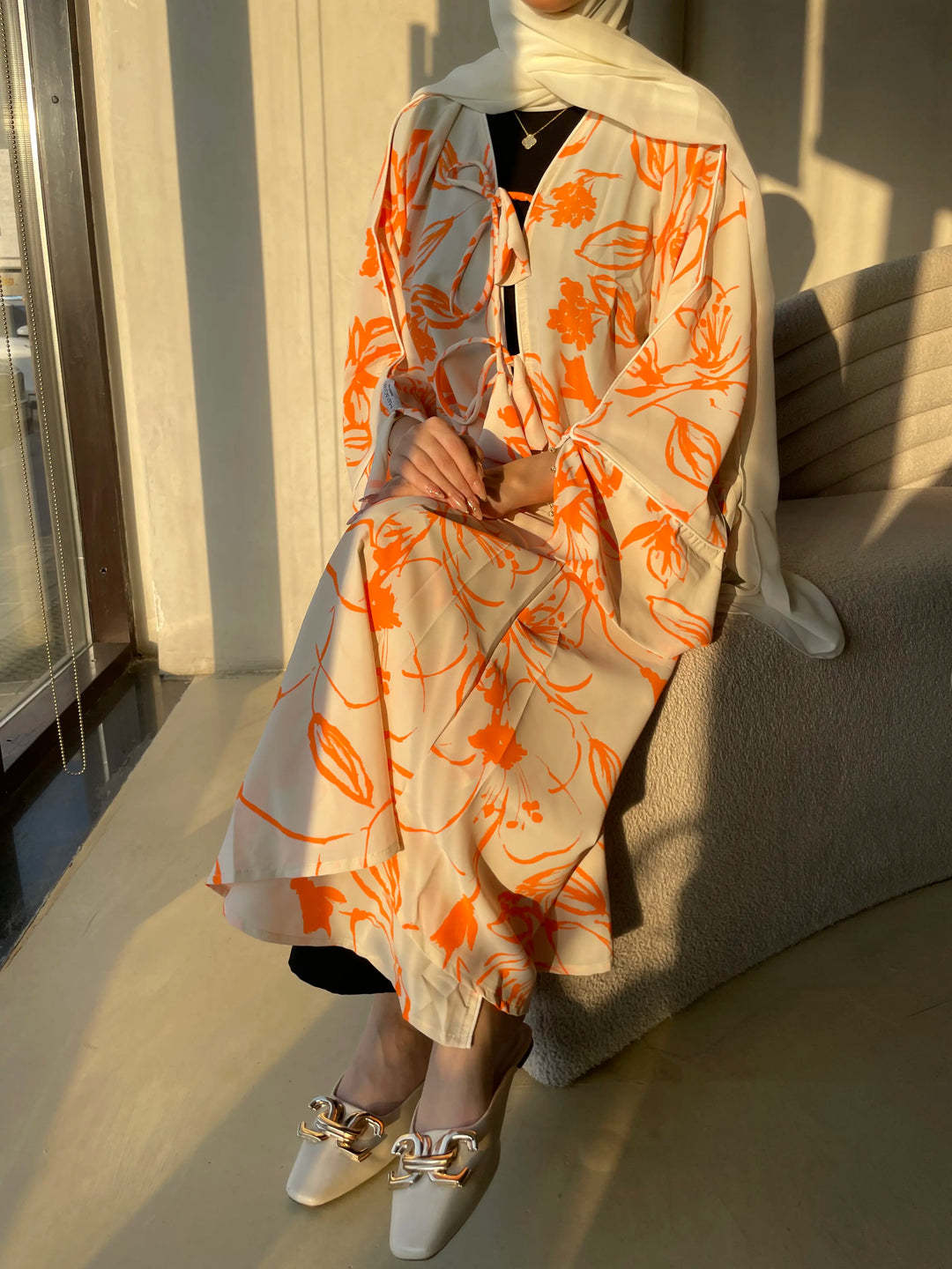 Coral-Georgette-Coral-Kimono-&-Sheila-Set