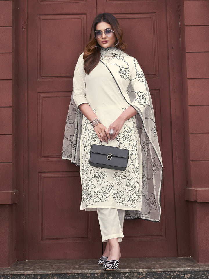 White-Pure-Cotton-Embroidered-V-Neck-Kurta-Set