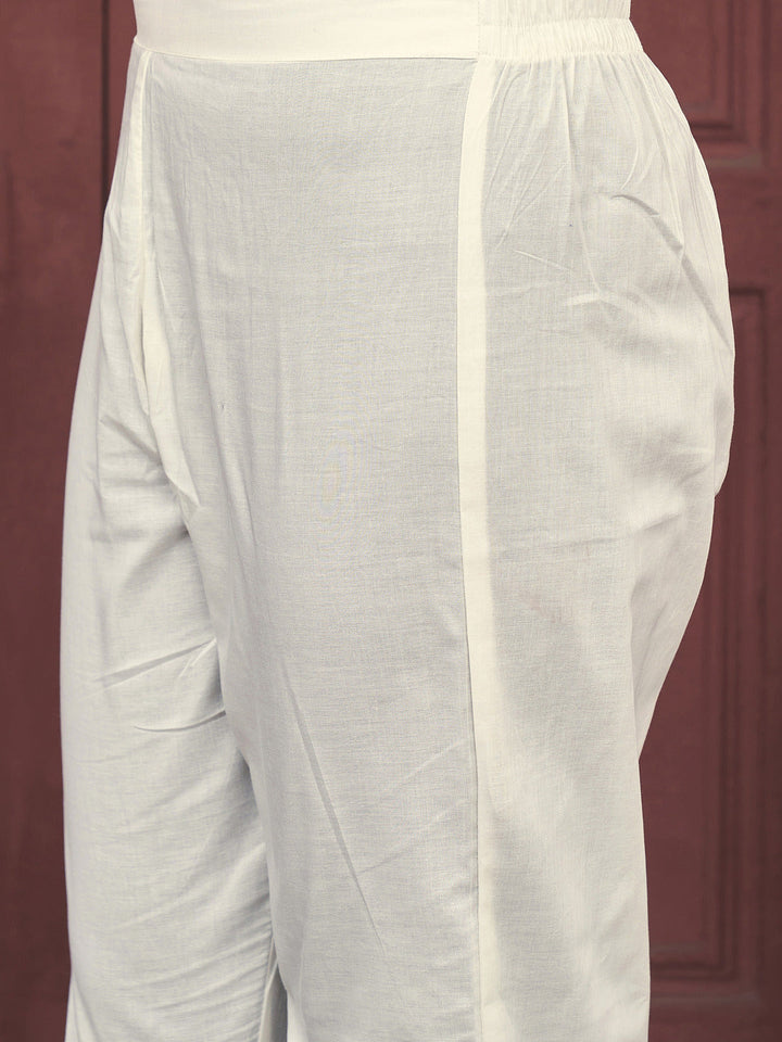 White-Pure-Cotton-Embroidered-V-Neck-Kurta-Set