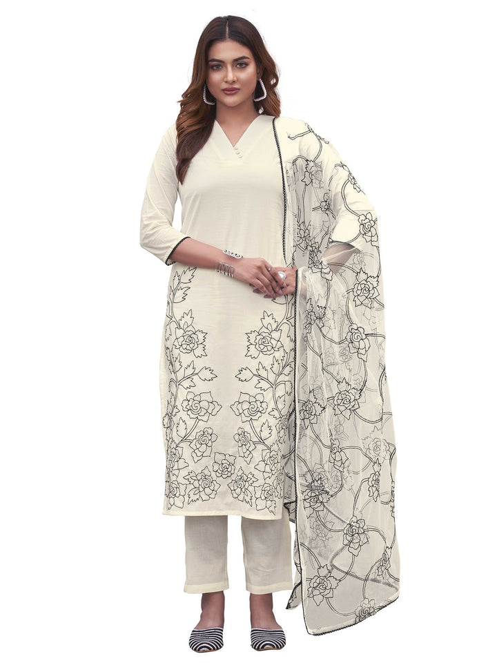White-Pure-Cotton-Embroidered-V-Neck-Kurta-Set