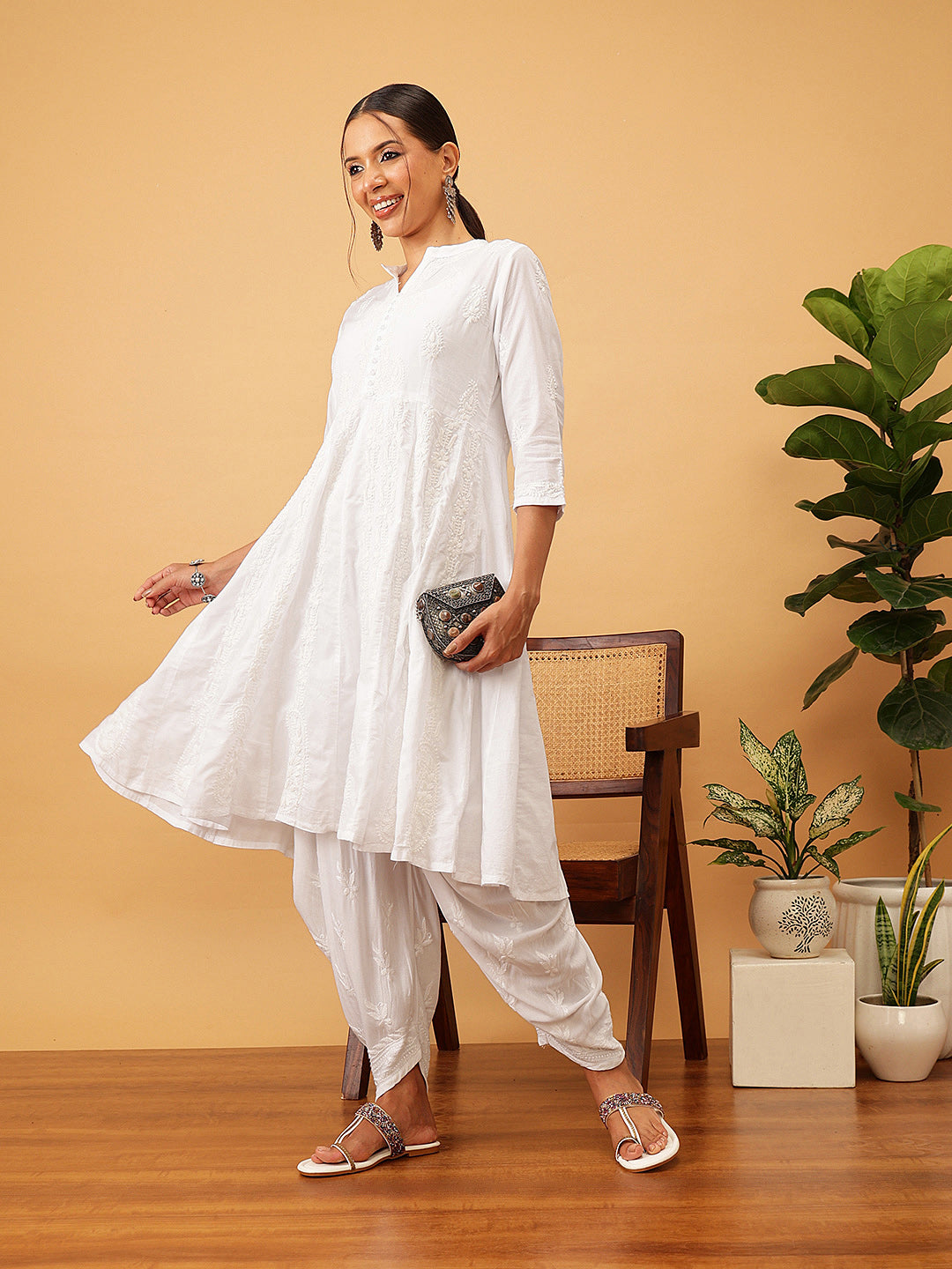 White Rayon 100% OG Chikankari Dhoti Salwar