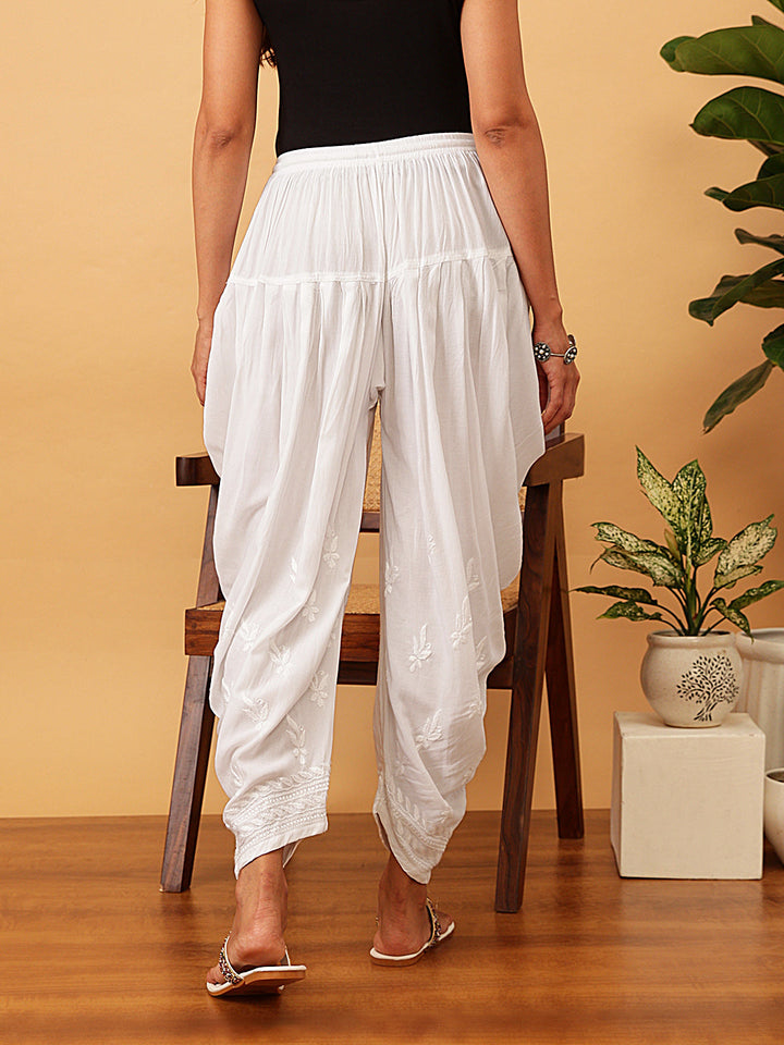 White Rayon 100% OG Chikankari Dhoti Salwar