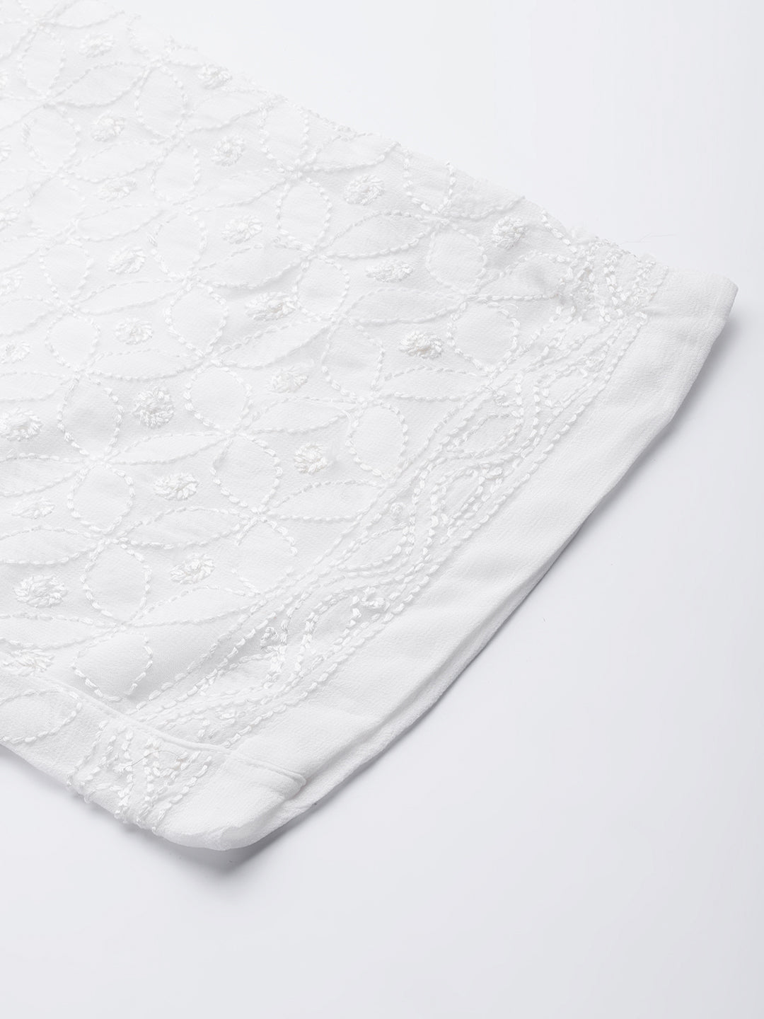 White Georgette 100% OG Chikankari Resham Jaal Palazzos