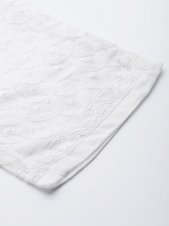 White Georgette 100% OG Chikankari Resham Jaal Palazzos