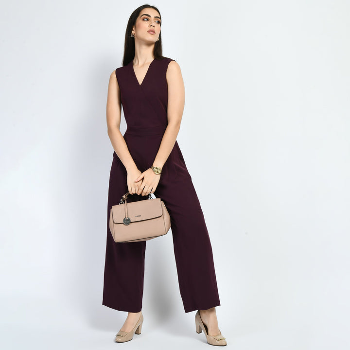 Wine-Timelessness-V-Neck-Wide-Leg-Jumpsuit