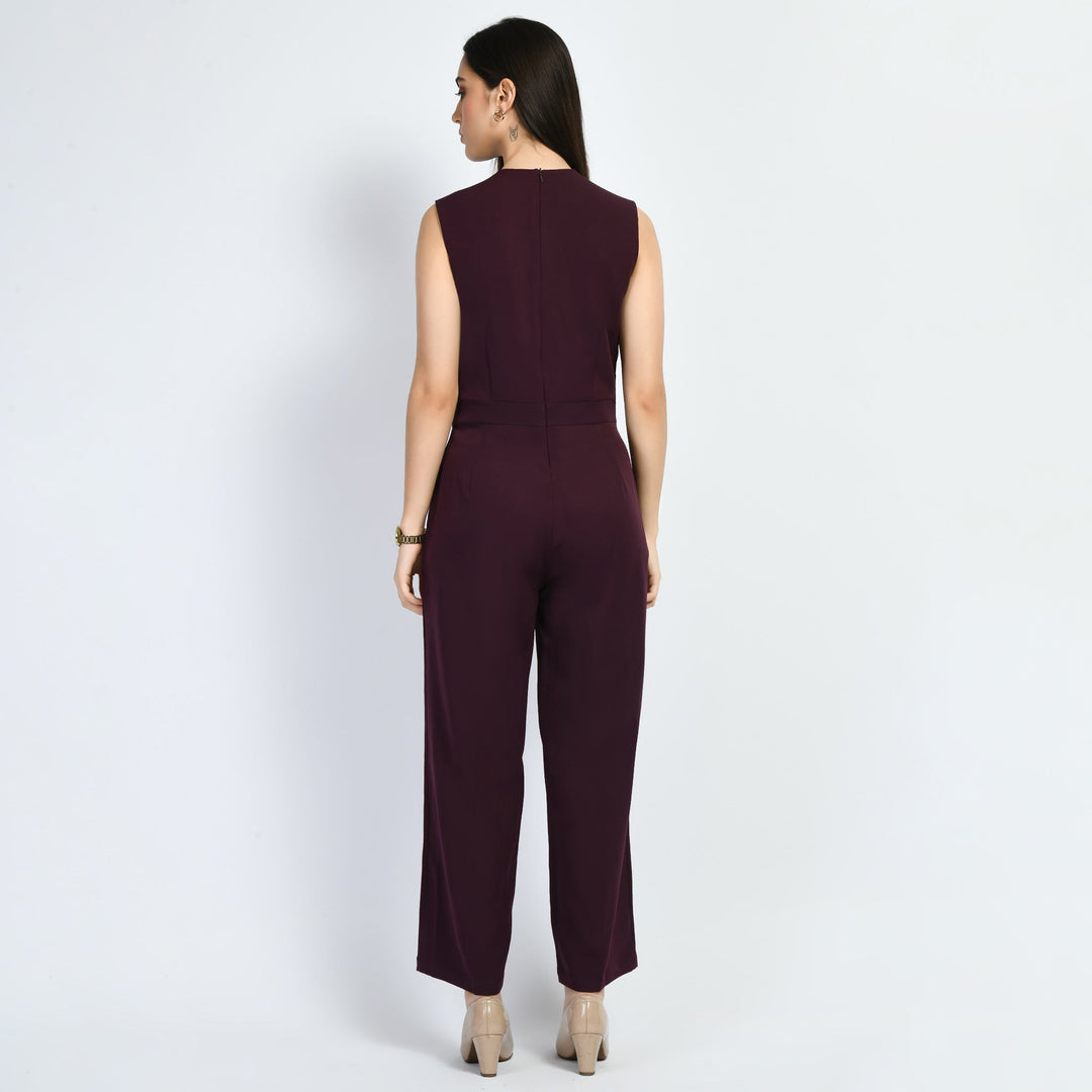 Wine-Timelessness-V-Neck-Wide-Leg-Jumpsuit