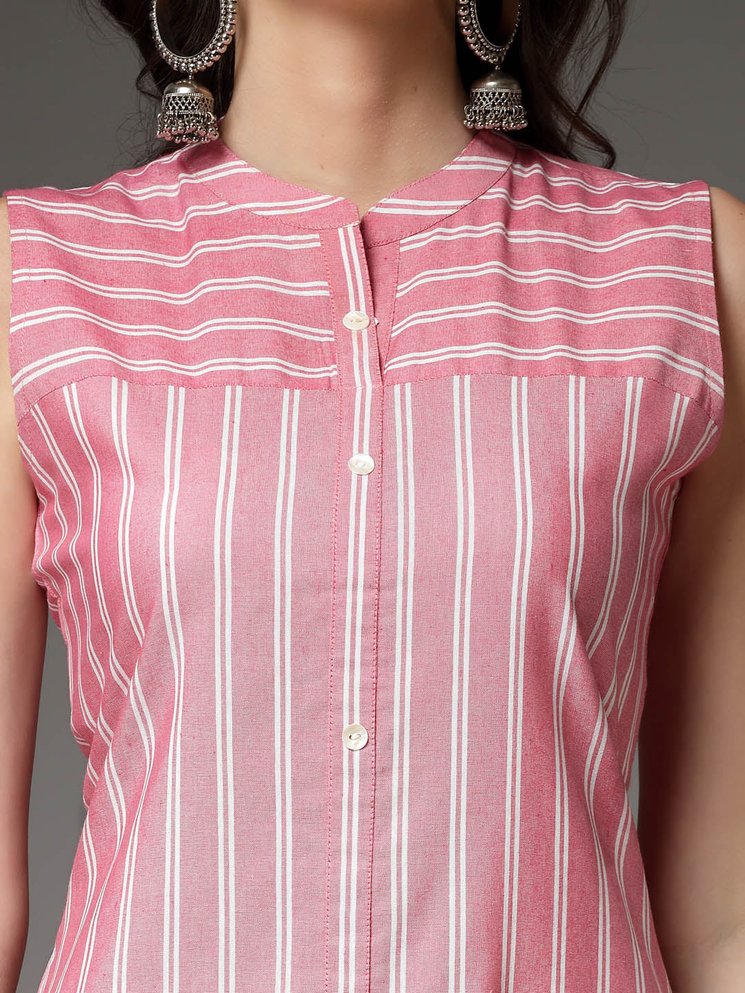 Pink-Cotton-Striped-Straight-Kurta-Only