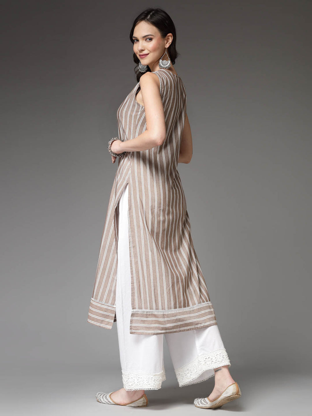 Beige-Cotton-Striped-Straight-Kurta-Only