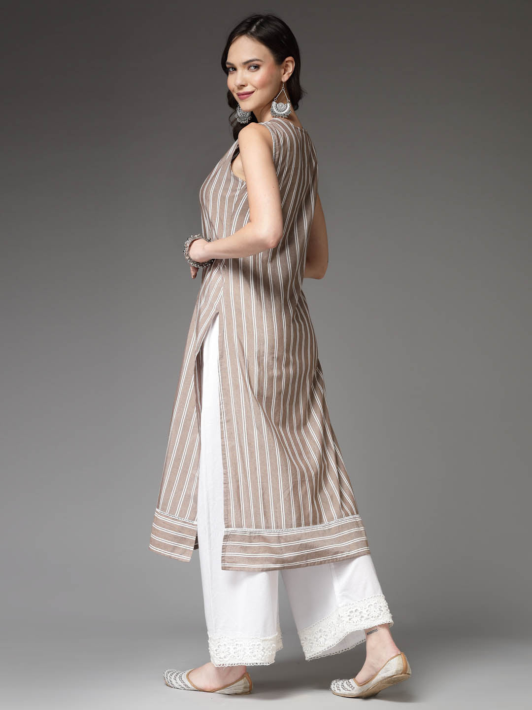 Beige-Cotton-Striped-Straight-Kurta-Only