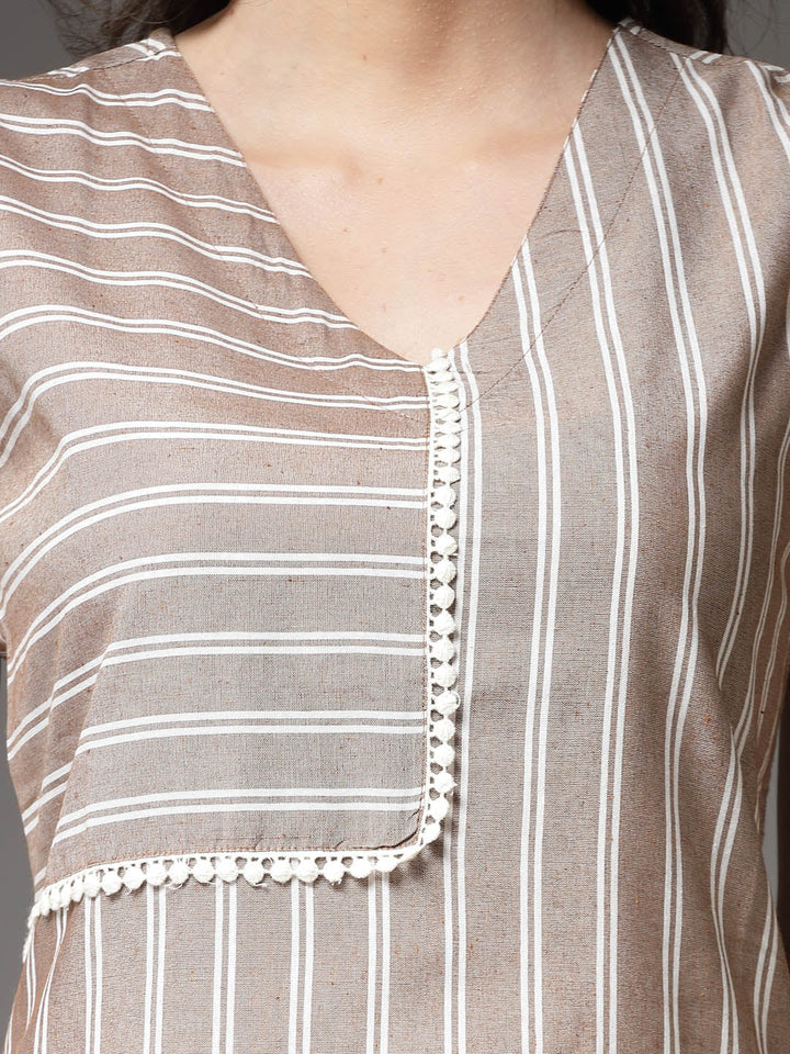 Beige-Cotton-Striped-Straight-Kurta-Only