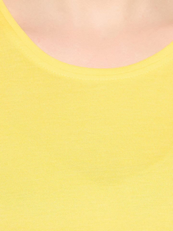 Yellow-Cotton-Chic-Cap-Sleeves-Basic-Top