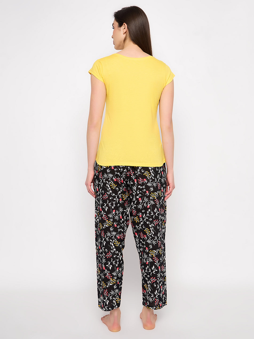 Yellow-Cotton-Chic-Cap-Sleeves-Basic-Top