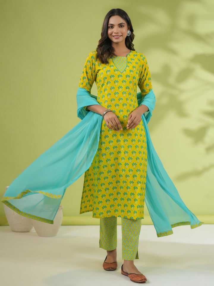 Yellow-Cotton-Ethnic-Motifs-Printed-3-Piece-Kurta-Set