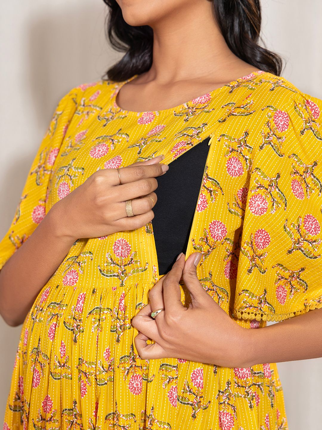 Yellow-Cotton-Floral-Printed-Dress