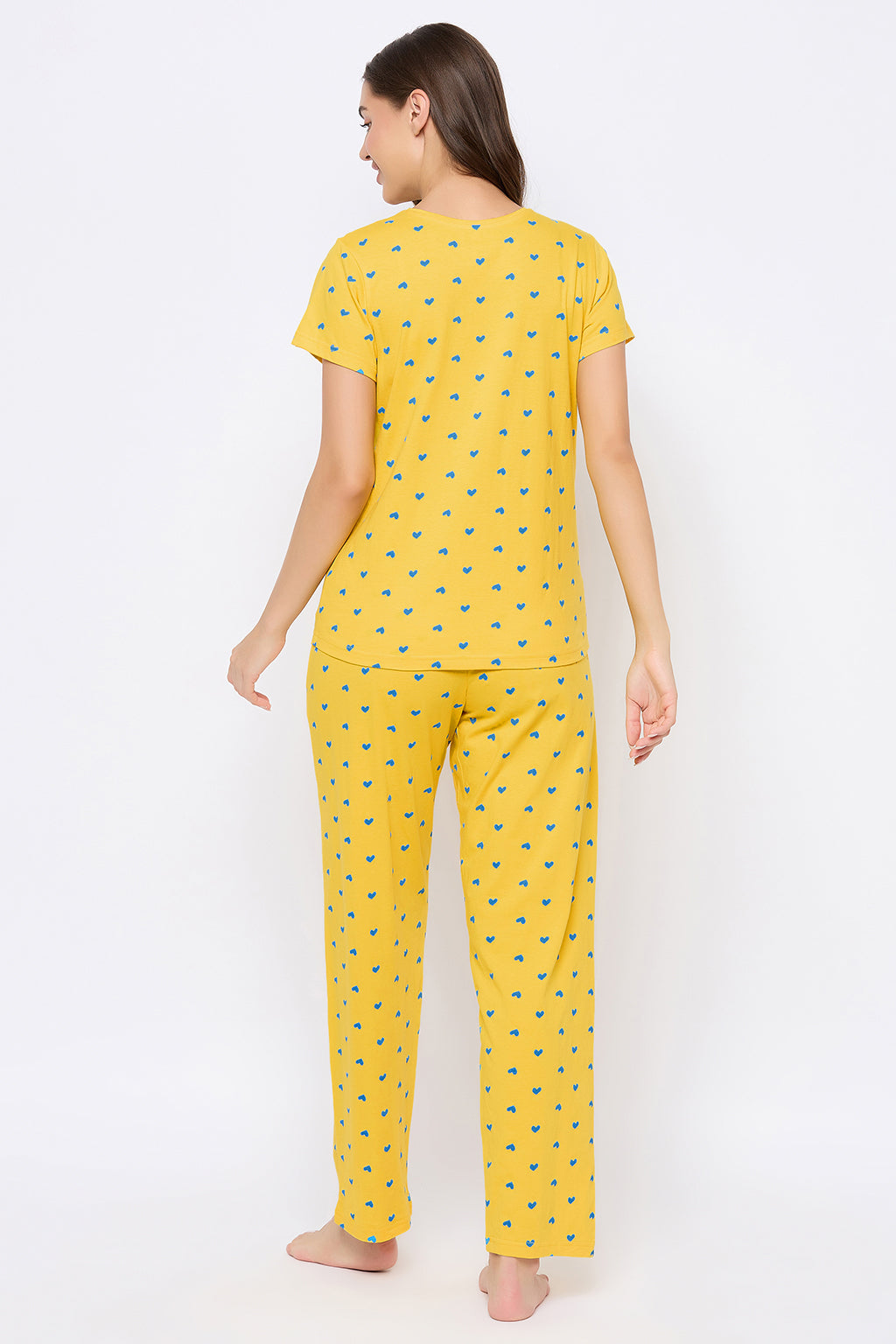 Yellow-Cotton-Heart-Print-Top-&-Pyjama-Set