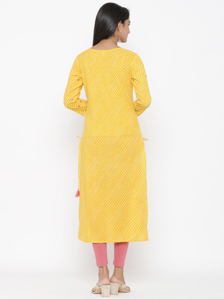 Yellow-Cotton-Striped-Straight-Kurta