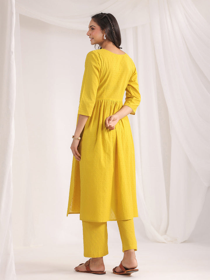 Yellow-Dobby-Cotton-Gathering-2-Piece-Kurta-Set