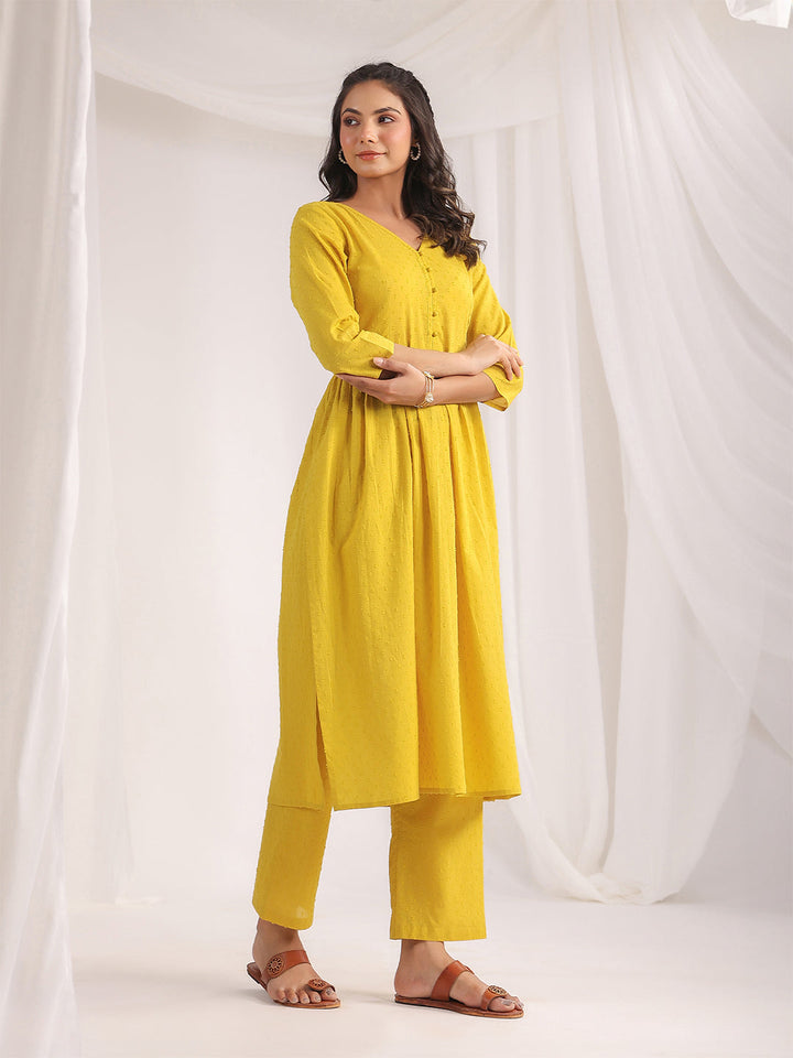 Yellow-Dobby-Cotton-Gathering-2-Piece-Kurta-Set