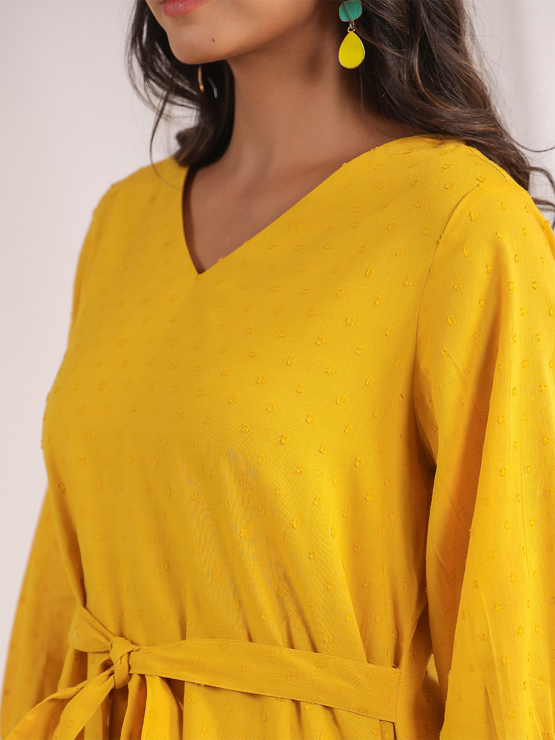 Yellow-Dobby-Cotton-Self-Design-Dress